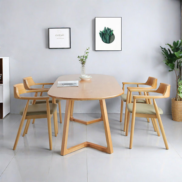 Corrigan Studio® Simple Natural Solid Wood Oval Dining Table Sets ...